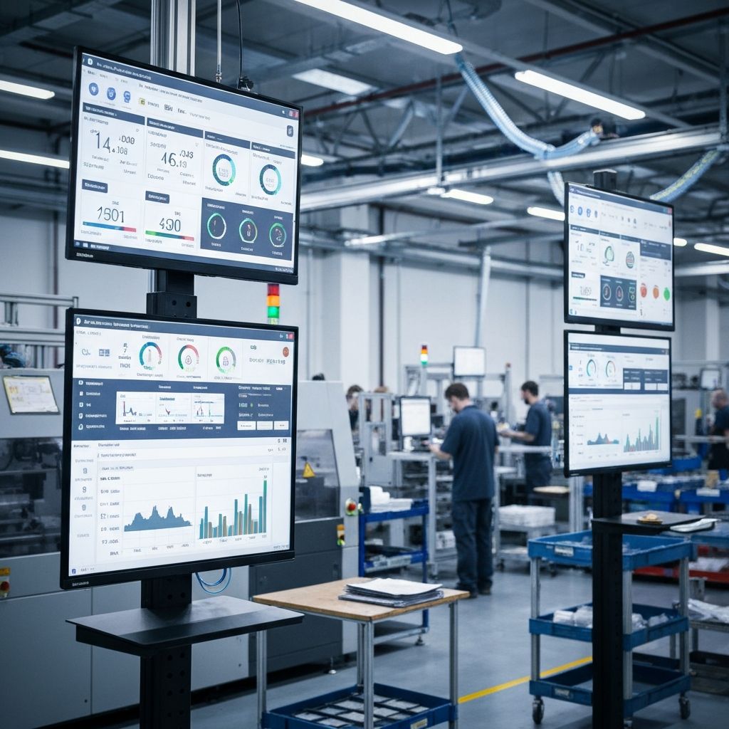 Manufacturing dashboard with analytics and real-time production metrics